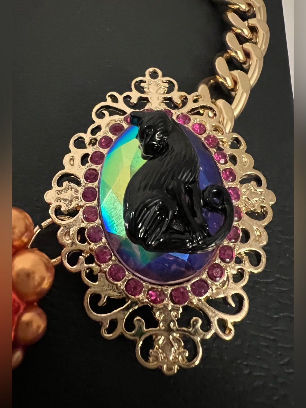 Betsey Johnson Halloween Statement Necklace with Pumpkin, Spider & Ghost Charms - Picture 6 of 16